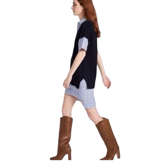 STAUD Bridget Wool Sweater Shirt Dress Womens Size Small Navy - Picture 10 of 13